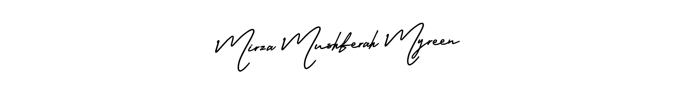 Similarly AmerikaSignatureDemo-Regular is the best handwritten signature design. Signature creator online .You can use it as an online autograph creator for name Mirza Mushferah Myreen. Mirza Mushferah Myreen signature style 3 images and pictures png