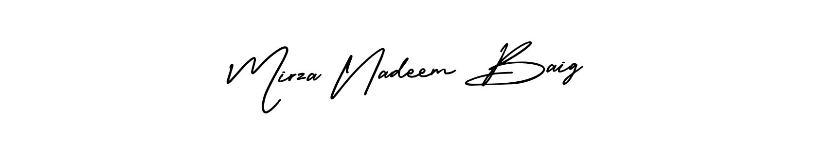 How to make Mirza Nadeem Baig signature? AmerikaSignatureDemo-Regular is a professional autograph style. Create handwritten signature for Mirza Nadeem Baig name. Mirza Nadeem Baig signature style 3 images and pictures png