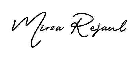 A sleek calligraphic signature for name Mirza Rejaul utilizing AmerikaSignatureDemo-Regular styling. Great for adding personal signatures to photos and art. Mirza Rejaul signature style 3 images and pictures png