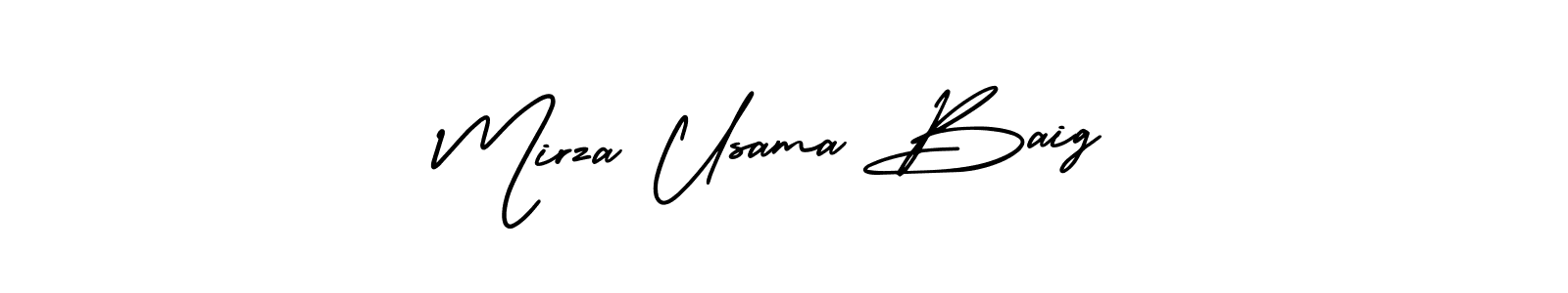 You should practise on your own different ways (AmerikaSignatureDemo-Regular) to write your name (Mirza Usama Baig) in signature. don't let someone else do it for you. Mirza Usama Baig signature style 3 images and pictures png