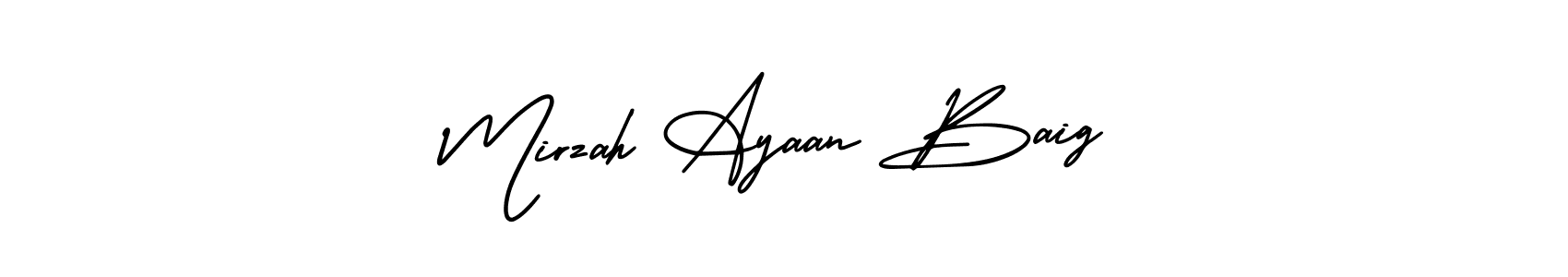 You should practise on your own different ways (AmerikaSignatureDemo-Regular) to write your name (Mirzah Ayaan Baig) in signature. don't let someone else do it for you. Mirzah Ayaan Baig signature style 3 images and pictures png