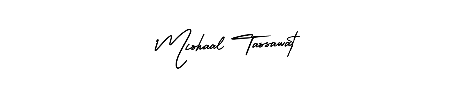 if you are searching for the best signature style for your name Mishaal Tassawat. so please give up your signature search. here we have designed multiple signature styles  using AmerikaSignatureDemo-Regular. Mishaal Tassawat signature style 3 images and pictures png