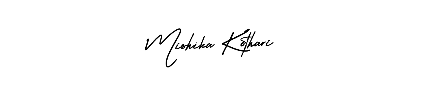 This is the best signature style for the Mishika Kothari name. Also you like these signature font (AmerikaSignatureDemo-Regular). Mix name signature. Mishika Kothari signature style 3 images and pictures png