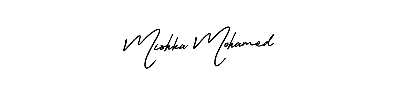 Make a beautiful signature design for name Mishka Mohamed. With this signature (AmerikaSignatureDemo-Regular) style, you can create a handwritten signature for free. Mishka Mohamed signature style 3 images and pictures png