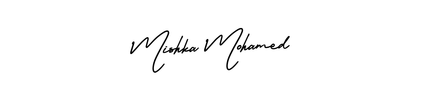 if you are searching for the best signature style for your name Mishka Mohamed. so please give up your signature search. here we have designed multiple signature styles  using AmerikaSignatureDemo-Regular. Mishka Mohamed signature style 3 images and pictures png