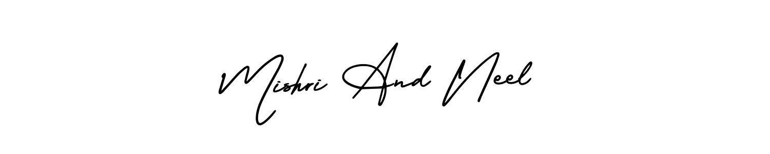 The best way (AmerikaSignatureDemo-Regular) to make a short signature is to pick only two or three words in your name. The name Mishri And Neel include a total of six letters. For converting this name. Mishri And Neel signature style 3 images and pictures png