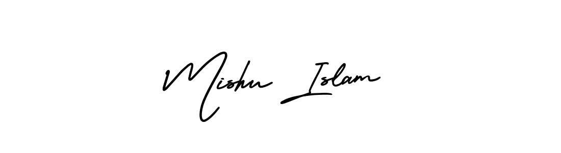 Use a signature maker to create a handwritten signature online. With this signature software, you can design (AmerikaSignatureDemo-Regular) your own signature for name Mishu Islam. Mishu Islam signature style 3 images and pictures png