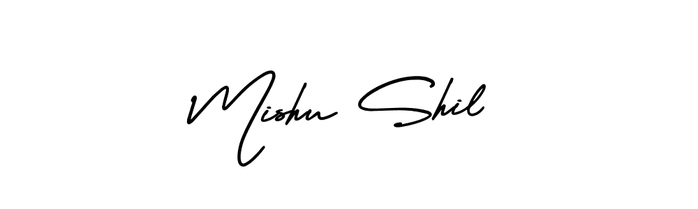 Similarly AmerikaSignatureDemo-Regular is the best handwritten signature design. Signature creator online .You can use it as an online autograph creator for name Mishu Shil. Mishu Shil signature style 3 images and pictures png