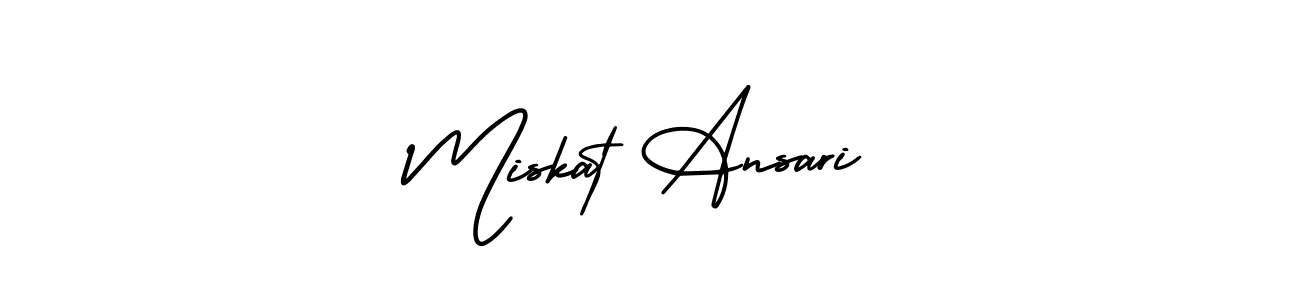 You should practise on your own different ways (AmerikaSignatureDemo-Regular) to write your name (Miskat Ansari) in signature. don't let someone else do it for you. Miskat Ansari signature style 3 images and pictures png