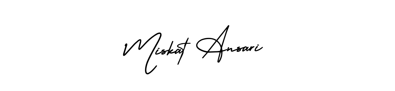 You should practise on your own different ways (AmerikaSignatureDemo-Regular) to write your name (Miskat Ansari) in signature. don't let someone else do it for you. Miskat Ansari signature style 3 images and pictures png