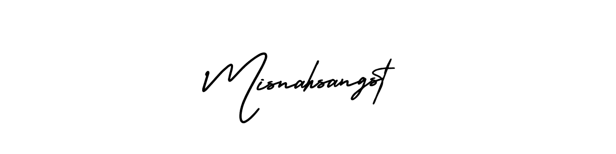 The best way (AmerikaSignatureDemo-Regular) to make a short signature is to pick only two or three words in your name. The name Misnahsangst include a total of six letters. For converting this name. Misnahsangst signature style 3 images and pictures png