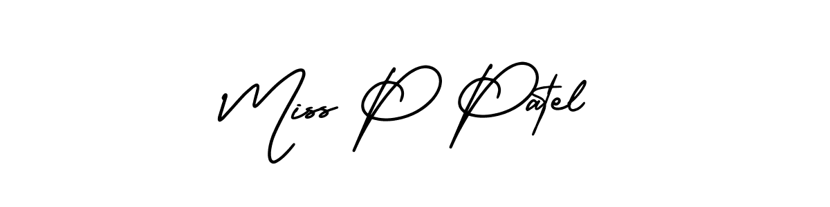 if you are searching for the best signature style for your name Miss P Patel. so please give up your signature search. here we have designed multiple signature styles  using AmerikaSignatureDemo-Regular. Miss P Patel signature style 3 images and pictures png