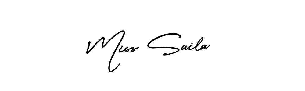 The best way (AmerikaSignatureDemo-Regular) to make a short signature is to pick only two or three words in your name. The name Miss Saila include a total of six letters. For converting this name. Miss Saila signature style 3 images and pictures png