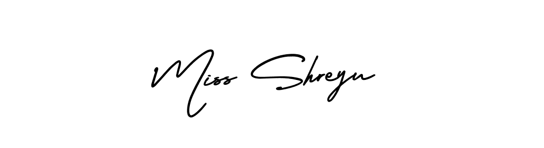 The best way (AmerikaSignatureDemo-Regular) to make a short signature is to pick only two or three words in your name. The name Miss Shreyu include a total of six letters. For converting this name. Miss Shreyu signature style 3 images and pictures png