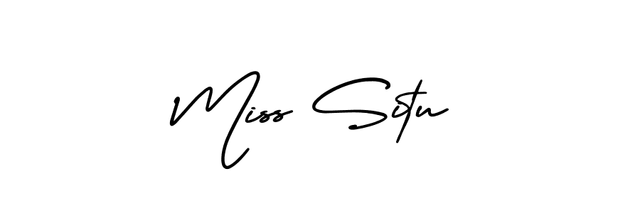You should practise on your own different ways (AmerikaSignatureDemo-Regular) to write your name (Miss Situ) in signature. don't let someone else do it for you. Miss Situ signature style 3 images and pictures png