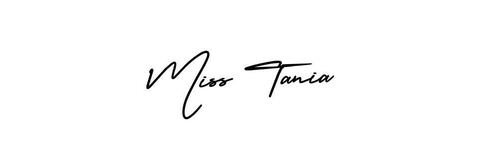 Miss Tania stylish signature style. Best Handwritten Sign (AmerikaSignatureDemo-Regular) for my name. Handwritten Signature Collection Ideas for my name Miss Tania. Miss Tania signature style 3 images and pictures png