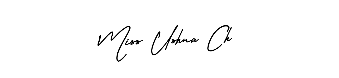 Make a short Miss Ushna Ch signature style. Manage your documents anywhere anytime using AmerikaSignatureDemo-Regular. Create and add eSignatures, submit forms, share and send files easily. Miss Ushna Ch signature style 3 images and pictures png