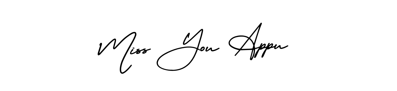 It looks lik you need a new signature style for name Miss You Appu. Design unique handwritten (AmerikaSignatureDemo-Regular) signature with our free signature maker in just a few clicks. Miss You Appu signature style 3 images and pictures png