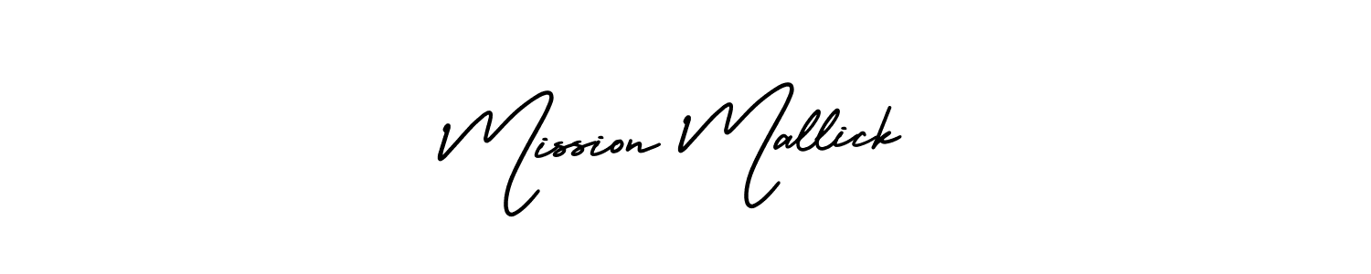 You should practise on your own different ways (AmerikaSignatureDemo-Regular) to write your name (Mission Mallick) in signature. don't let someone else do it for you. Mission Mallick signature style 3 images and pictures png