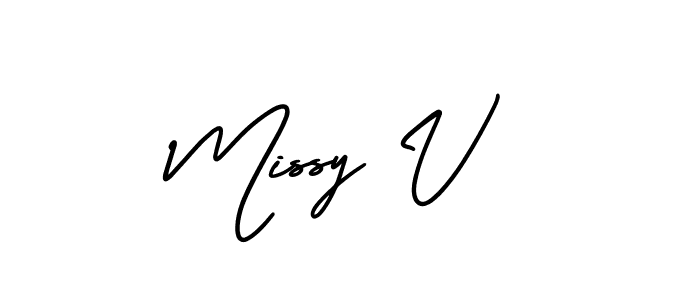 Missy V stylish signature style. Best Handwritten Sign (AmerikaSignatureDemo-Regular) for my name. Handwritten Signature Collection Ideas for my name Missy V. Missy V signature style 3 images and pictures png