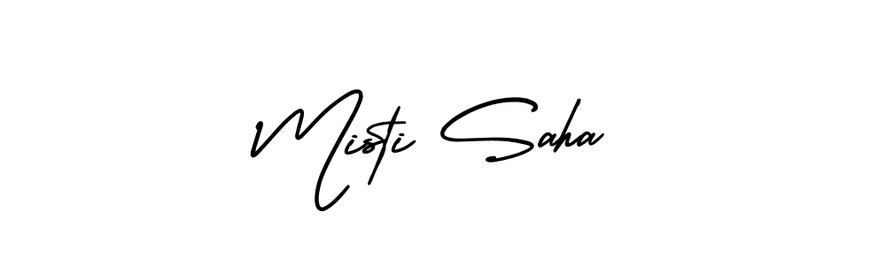The best way (AmerikaSignatureDemo-Regular) to make a short signature is to pick only two or three words in your name. The name Misti Saha include a total of six letters. For converting this name. Misti Saha signature style 3 images and pictures png