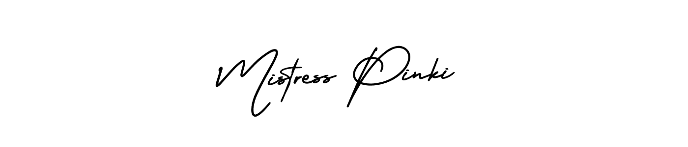 You should practise on your own different ways (AmerikaSignatureDemo-Regular) to write your name (Mistress Pinki) in signature. don't let someone else do it for you. Mistress Pinki signature style 3 images and pictures png