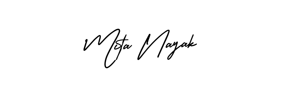 The best way (AmerikaSignatureDemo-Regular) to make a short signature is to pick only two or three words in your name. The name Mita Nayak include a total of six letters. For converting this name. Mita Nayak signature style 3 images and pictures png