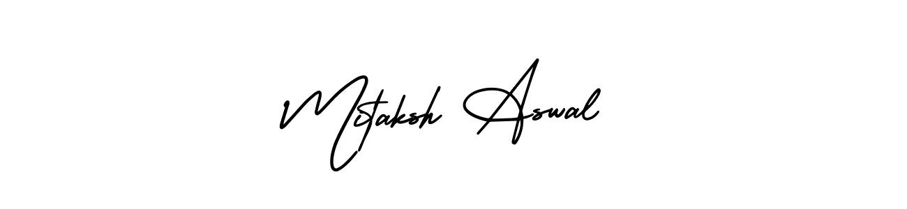 This is the best signature style for the Mitaksh Aswal name. Also you like these signature font (AmerikaSignatureDemo-Regular). Mix name signature. Mitaksh Aswal signature style 3 images and pictures png