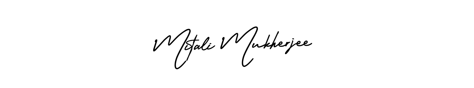 You should practise on your own different ways (AmerikaSignatureDemo-Regular) to write your name (Mitali Mukherjee) in signature. don't let someone else do it for you. Mitali Mukherjee signature style 3 images and pictures png