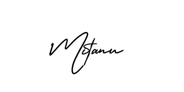 You should practise on your own different ways (AmerikaSignatureDemo-Regular) to write your name (Mitanu) in signature. don't let someone else do it for you. Mitanu signature style 3 images and pictures png