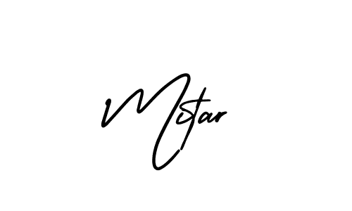 How to make Mitar name signature. Use AmerikaSignatureDemo-Regular style for creating short signs online. This is the latest handwritten sign. Mitar signature style 3 images and pictures png