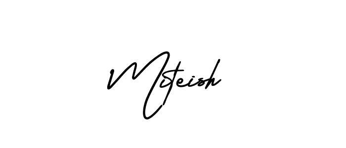 You should practise on your own different ways (AmerikaSignatureDemo-Regular) to write your name (Miteish) in signature. don't let someone else do it for you. Miteish signature style 3 images and pictures png
