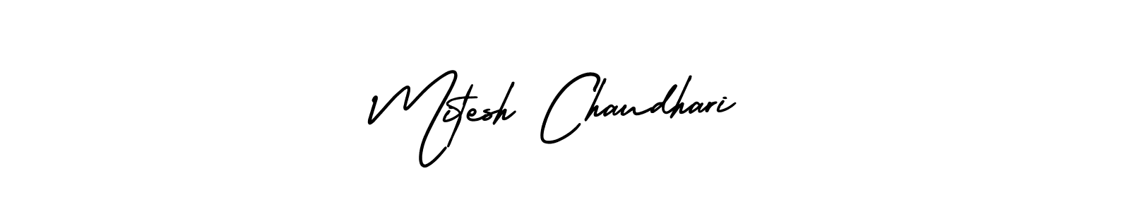 You should practise on your own different ways (AmerikaSignatureDemo-Regular) to write your name (Mitesh Chaudhari) in signature. don't let someone else do it for you. Mitesh Chaudhari signature style 3 images and pictures png