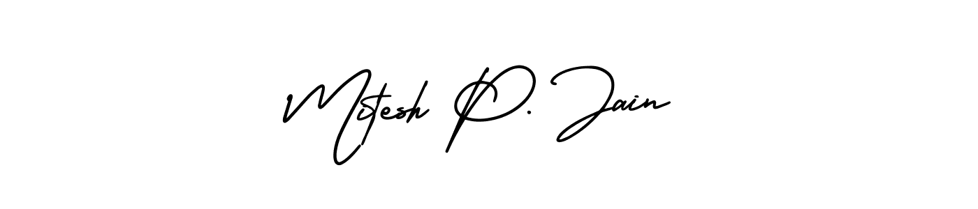 Make a beautiful signature design for name Mitesh P. Jain. With this signature (AmerikaSignatureDemo-Regular) style, you can create a handwritten signature for free. Mitesh P. Jain signature style 3 images and pictures png