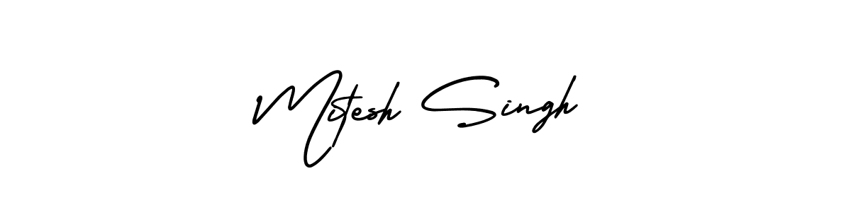 The best way (AmerikaSignatureDemo-Regular) to make a short signature is to pick only two or three words in your name. The name Mitesh Singh include a total of six letters. For converting this name. Mitesh Singh signature style 3 images and pictures png