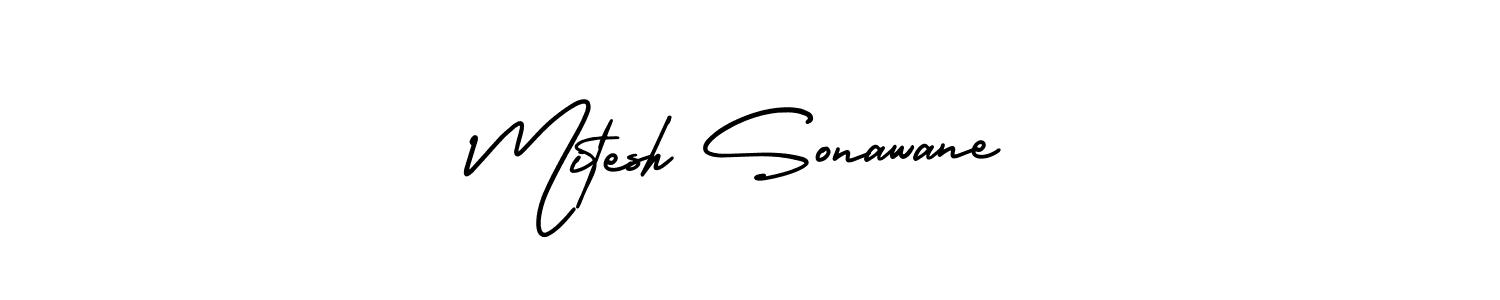 How to make Mitesh Sonawane name signature. Use AmerikaSignatureDemo-Regular style for creating short signs online. This is the latest handwritten sign. Mitesh Sonawane signature style 3 images and pictures png