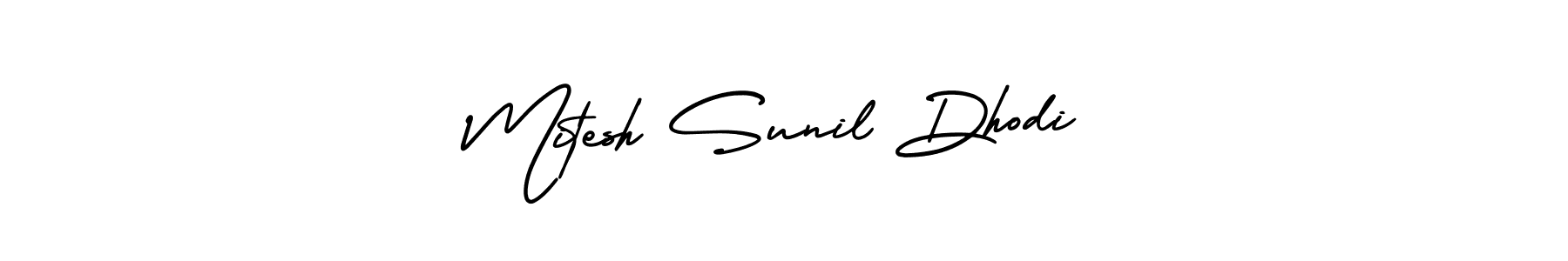 if you are searching for the best signature style for your name Mitesh Sunil Dhodi. so please give up your signature search. here we have designed multiple signature styles  using AmerikaSignatureDemo-Regular. Mitesh Sunil Dhodi signature style 3 images and pictures png