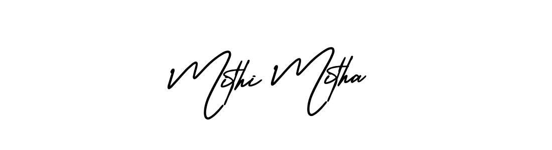 Mithi Mitha stylish signature style. Best Handwritten Sign (AmerikaSignatureDemo-Regular) for my name. Handwritten Signature Collection Ideas for my name Mithi Mitha. Mithi Mitha signature style 3 images and pictures png