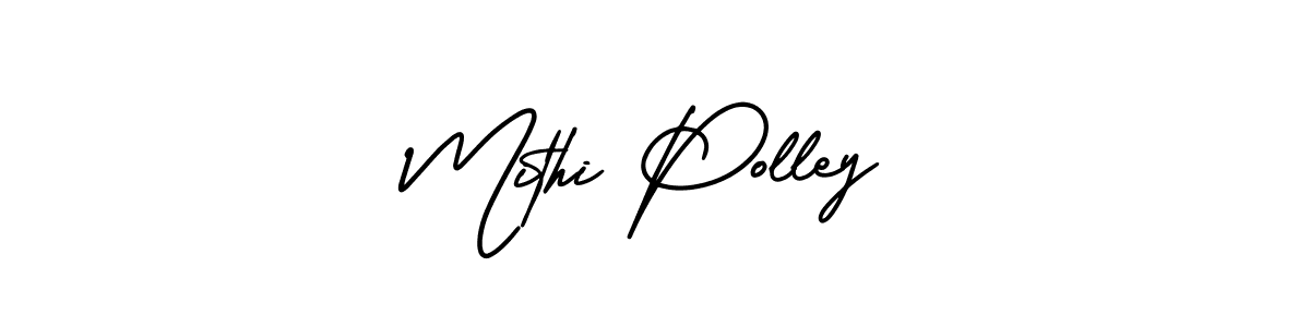 The best way (AmerikaSignatureDemo-Regular) to make a short signature is to pick only two or three words in your name. The name Mithi Polley include a total of six letters. For converting this name. Mithi Polley signature style 3 images and pictures png