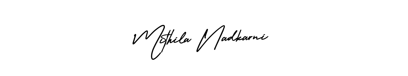 Similarly AmerikaSignatureDemo-Regular is the best handwritten signature design. Signature creator online .You can use it as an online autograph creator for name Mithila Nadkarni. Mithila Nadkarni signature style 3 images and pictures png