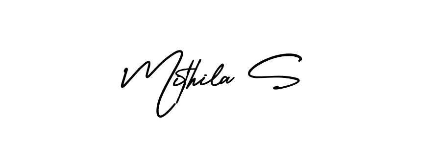 Design your own signature with our free online signature maker. With this signature software, you can create a handwritten (AmerikaSignatureDemo-Regular) signature for name Mithila S. Mithila S signature style 3 images and pictures png