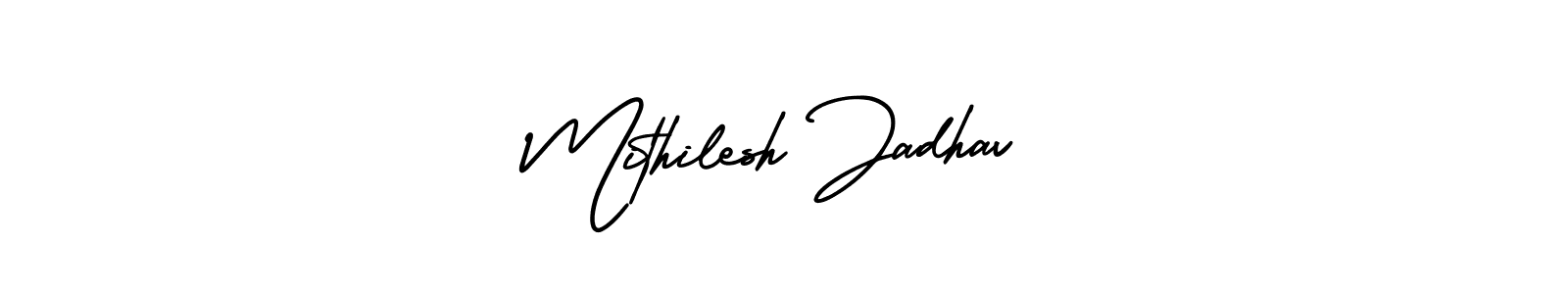 if you are searching for the best signature style for your name Mithilesh Jadhav. so please give up your signature search. here we have designed multiple signature styles  using AmerikaSignatureDemo-Regular. Mithilesh Jadhav signature style 3 images and pictures png