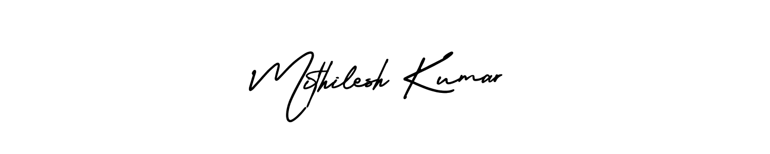 This is the best signature style for the Mithilesh Kumar name. Also you like these signature font (AmerikaSignatureDemo-Regular). Mix name signature. Mithilesh Kumar signature style 3 images and pictures png