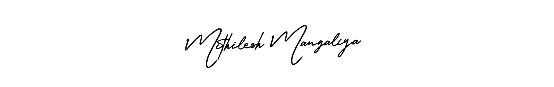 How to make Mithilesh Mangaliya signature? AmerikaSignatureDemo-Regular is a professional autograph style. Create handwritten signature for Mithilesh Mangaliya name. Mithilesh Mangaliya signature style 3 images and pictures png