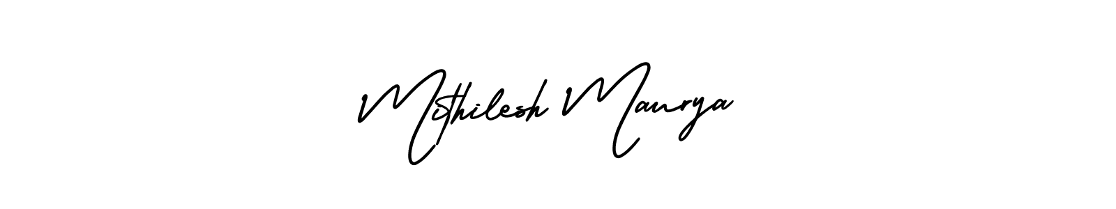 This is the best signature style for the Mithilesh Maurya name. Also you like these signature font (AmerikaSignatureDemo-Regular). Mix name signature. Mithilesh Maurya signature style 3 images and pictures png