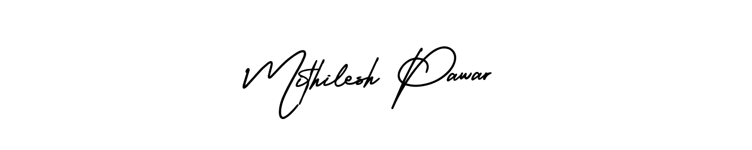 The best way (AmerikaSignatureDemo-Regular) to make a short signature is to pick only two or three words in your name. The name Mithilesh Pawar include a total of six letters. For converting this name. Mithilesh Pawar signature style 3 images and pictures png