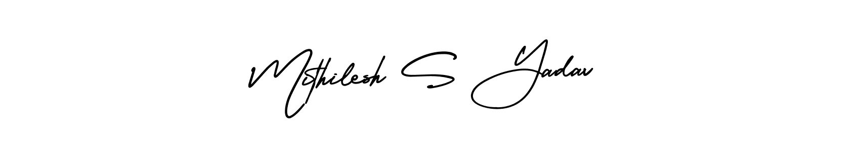 Also You can easily find your signature by using the search form. We will create Mithilesh S Yadav name handwritten signature images for you free of cost using AmerikaSignatureDemo-Regular sign style. Mithilesh S Yadav signature style 3 images and pictures png