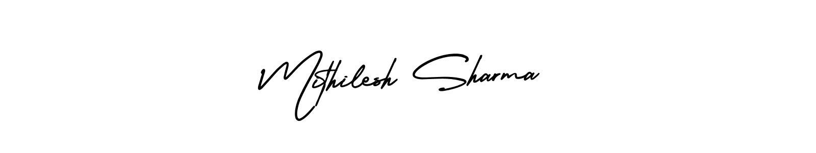 This is the best signature style for the Mithilesh Sharma name. Also you like these signature font (AmerikaSignatureDemo-Regular). Mix name signature. Mithilesh Sharma signature style 3 images and pictures png