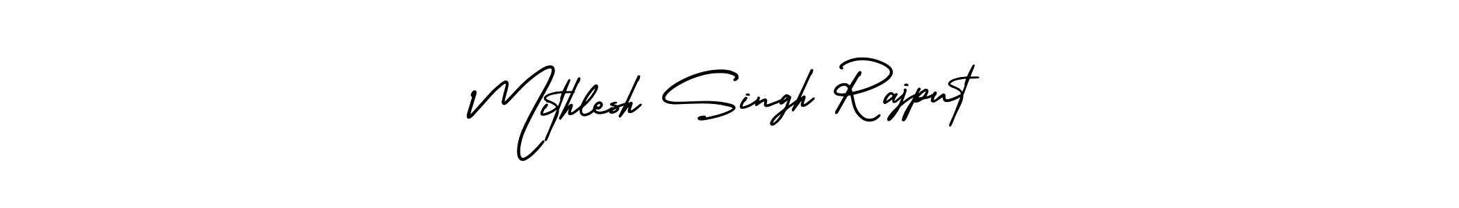 You should practise on your own different ways (AmerikaSignatureDemo-Regular) to write your name (Mithlesh Singh Rajput) in signature. don't let someone else do it for you. Mithlesh Singh Rajput signature style 3 images and pictures png
