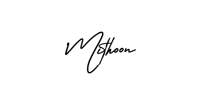 How to make Mithoon name signature. Use AmerikaSignatureDemo-Regular style for creating short signs online. This is the latest handwritten sign. Mithoon signature style 3 images and pictures png